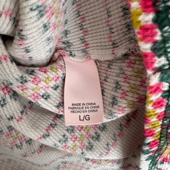 EUC Victoria’s Secret Thermal Top Fair Isle Cream, Pink, and Green Color, Size L - Picture 14 of 14